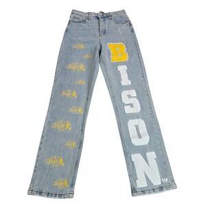 Gameday Social NDSU Bison Light Wash Straight Leg Jeans Womens NWT 25